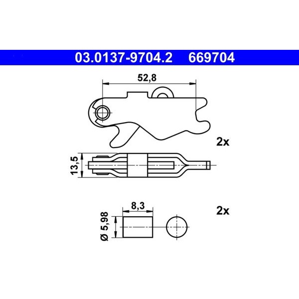 Снимка на Комплект принадлежности, челюсти за ръчна спирачка ATE Spreizschloss 03.0137-9704.2 за Mercedes Vito BOX (w639) 111 CDI 4x4 (639.601, 639.603, 639.605) - 109 коня дизел