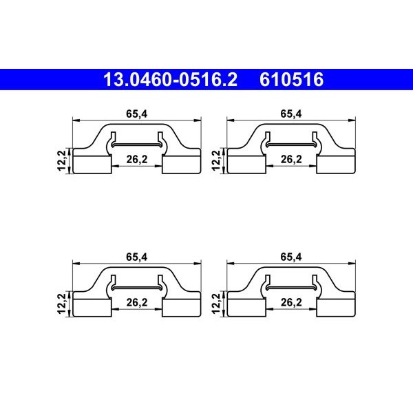 Снимка на Комплект пружина за спирачен апарат ATE 13.0460-0516.2 за Audi A4 Sedan (8EC, B7) 2.0 TFSI - 220 коня бензин