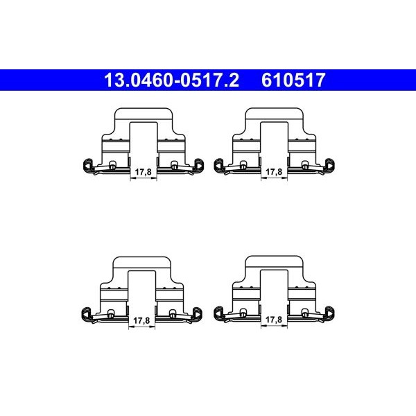 Снимка на Комплект пружина за спирачен апарат ATE 13.0460-0517.2 за Audi A4 Sedan (8E2, B6) 1.8 T - 163 коня бензин