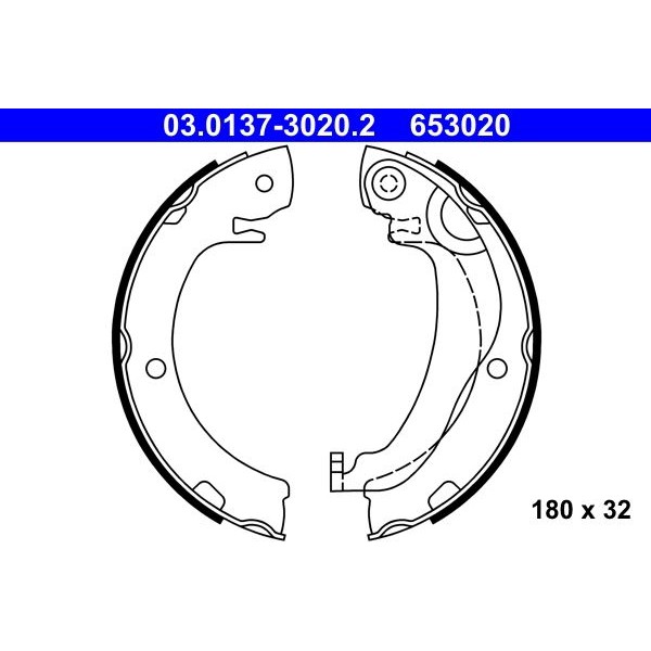 Снимка на Комплект спирачна челюст, ръчна спирачка ATE 03.0137-3020.2 за Toyota Verso (ZGR2) 2.2 D-CAT (AUR21_, AUR21R) - 177 коня дизел