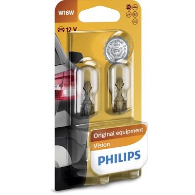 Снимка на Крушка за стоп светлини и габарити PHILIPS W16W Лампа със стъклен цокъл 12067B2