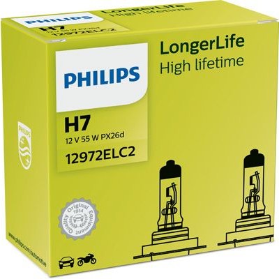 Снимка на Крушка за фарове и халогени PHILIPS LongerLife H7 12972ELC2