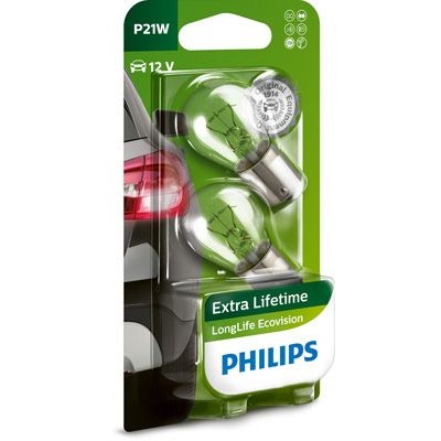 Снимка на Крушка за фарове PHILIPS LongLife EcoVision P21W Сферична лампа 12498LLECOB2