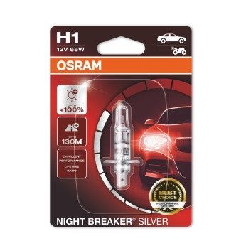 Снимка на Крушка за фарове и халогени OSRAM NIGHT BREAKER® SILVER H1 64150NBS-01B за Audi A6 Avant (4B, C5) 2.4 - 170 коня бензин