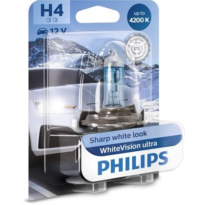 Снимка на Крушка за фарове и халогени PHILIPS WhiteVision ultra H4 12342WVUB1 за Opel Kadett E 1.8 i (C19, D19) - 115 коня бензин
