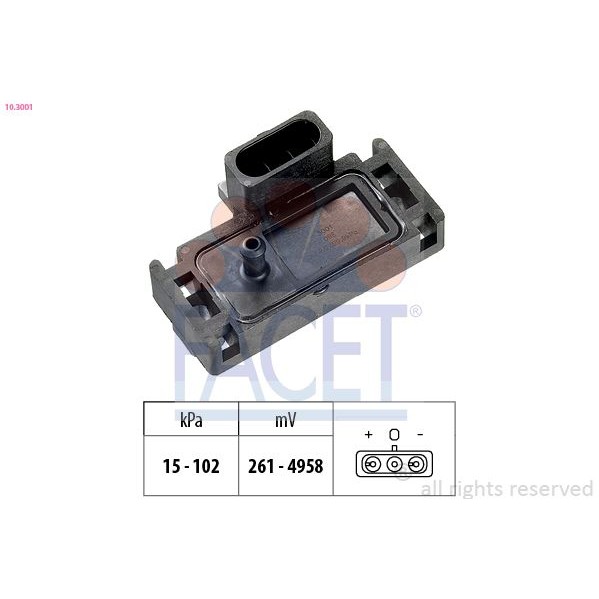 Снимка на Мап сензор FACET Made in Italy - OE Equivalent 10.3001 за Renault Clio 2 Box 1.2 (SB0A, SB0F, SB10) - 60 коня бензин