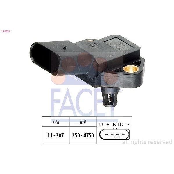 Снимка на Мап сензор FACET Made in Italy - OE Equivalent 10.3075 за VW Caddy 3 Estate 1.6 TDI - 102 коня дизел