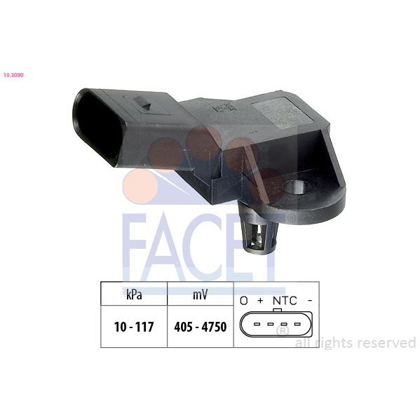 Снимка на Мап сензор FACET Made in Italy - OE Equivalent 10.3090 за Audi A3 Sportback (8PA) 1.6 E-Power - 102 коня Бензин/Етанол