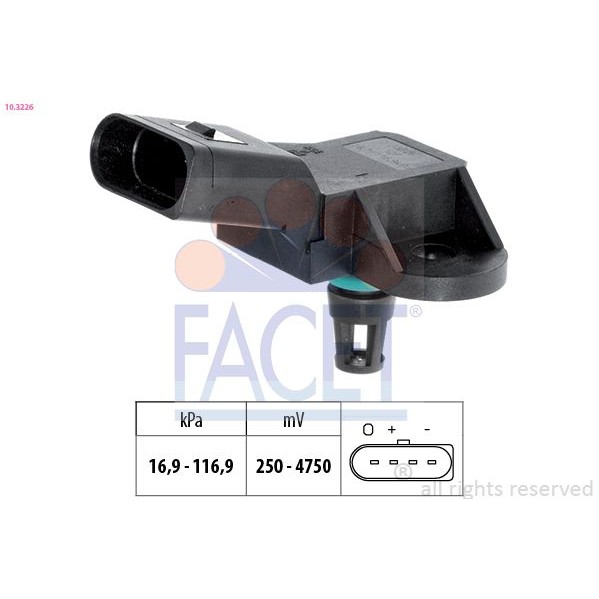 Снимка на Мап сензор FACET Made in Italy - OE Equivalent 10.3226 за Audi A4 Sedan (8EC, B7) S4 quattro - 344 коня бензин