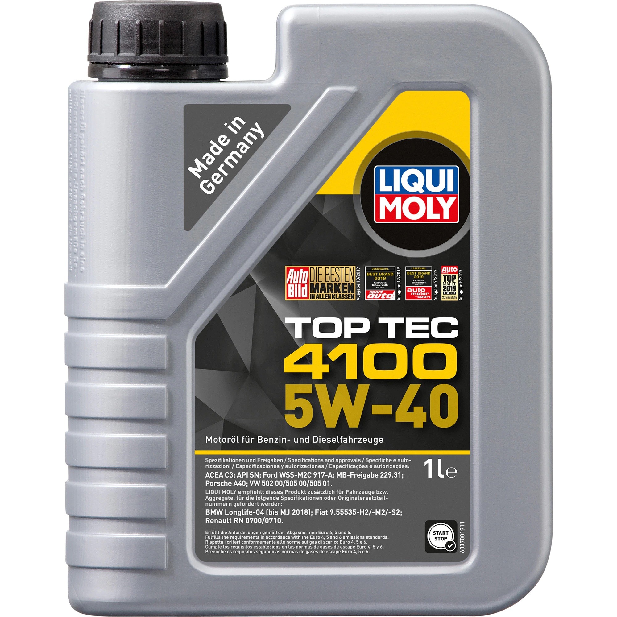 Снимка на Моторно масло LIQUI MOLY Top Tec 4100 5W-40 3700 за Audi TT Roadster (8J9) 3.2 V6 quattro - 250 коня бензин