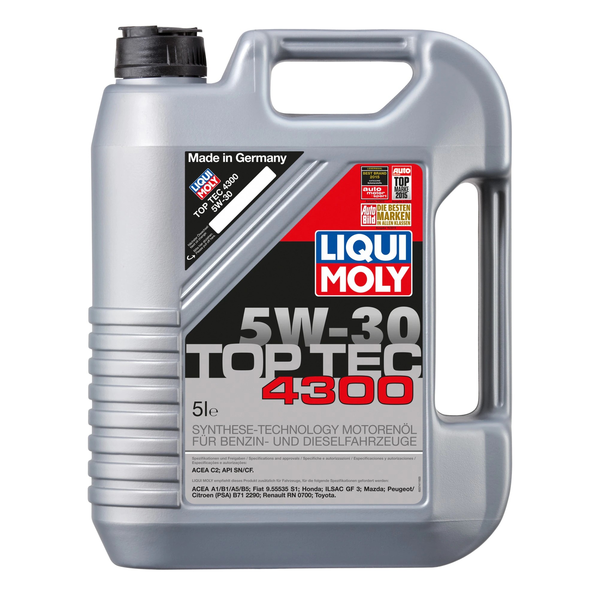 Снимка на Моторно масло LIQUI MOLY Top Tec 4300 5W-30 3741 за Alfa Romeo 146 (930) Sedan 2.0 16V (930.B5) - 155 коня бензин