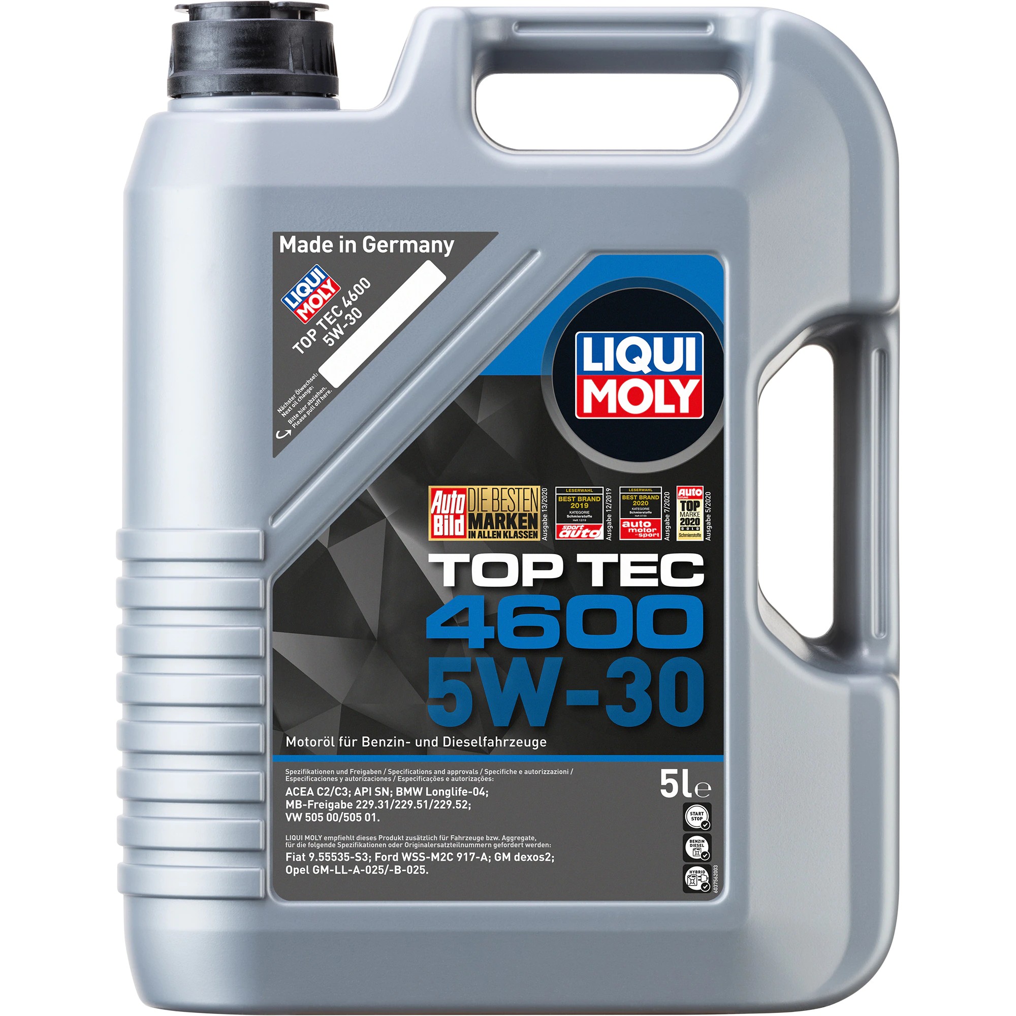 Снимка на Моторно масло LIQUI MOLY Top Tec 4600 5W-30 3756 за Audi A3 (8P1) 1.8 T - 90 коня 