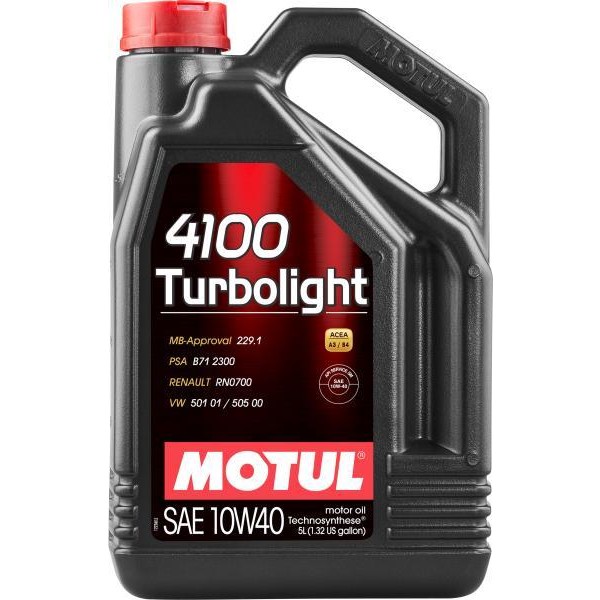 Снимка на Моторно масло MOTUL 4100 TURBOLIGHT 10W40 10W40 100355 за Citroen Berlingo MF 1.4 i bivalent (MFKFW) - 75 коня Бензин/Метан(CNG)