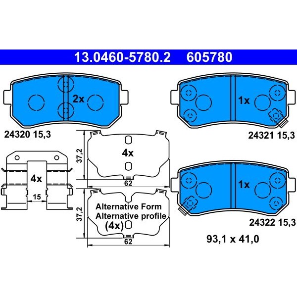 Снимка на Накладки ATE 13.0460-5780.2 за Hyundai ix35 (LM) 2.0 CRDi - 177 коня дизел