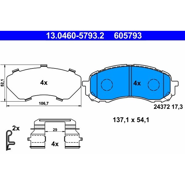 Снимка на Накладки ATE 13.0460-5793.2 за Subaru Impreza Wagon (GD,GG) 1.6 - 95 коня бензин