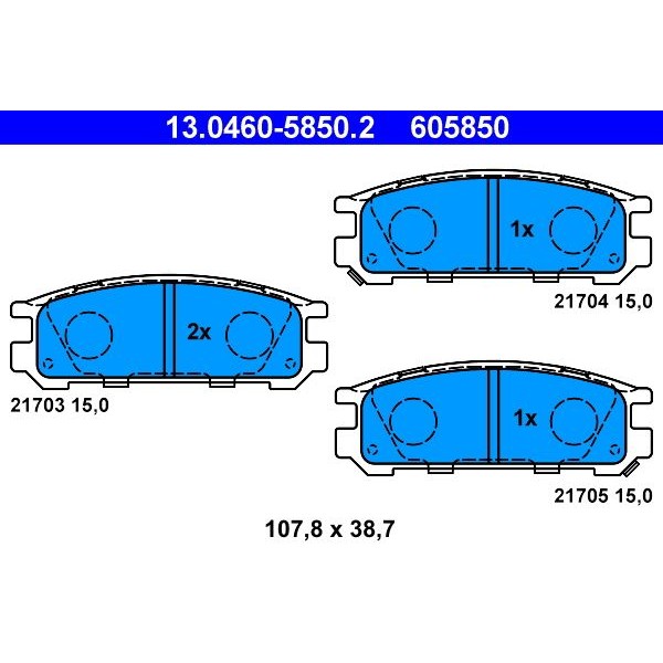 Снимка на Накладки ATE 13.0460-5850.2 за Subaru Impreza Sedan (GC) 2.0 AWD - 280 коня бензин