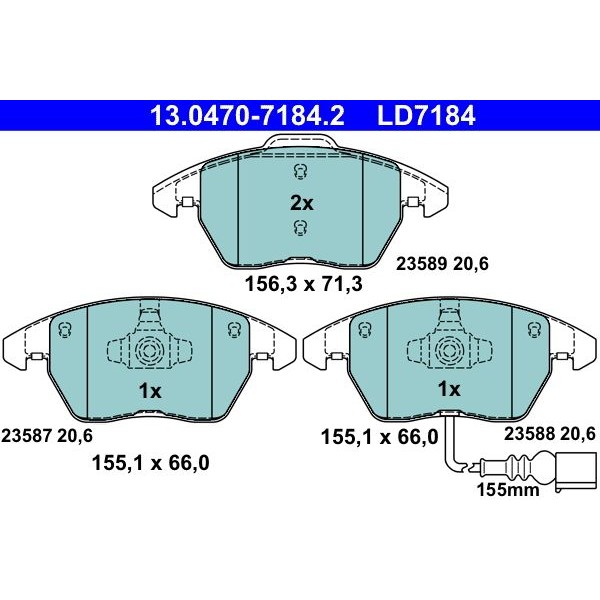 Снимка на Накладки ATE Ceramic 13.0470-7184.2 за Audi A3 (8P1) 2.0 TDI - 163 коня дизел