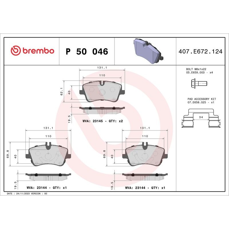 Снимка на Накладки BREMBO DIRECTIONAL BRAKE PADS P 50 046 за Mercedes C-class Estate (s203) C 320 4-matic (203.284) - 218 коня бензин