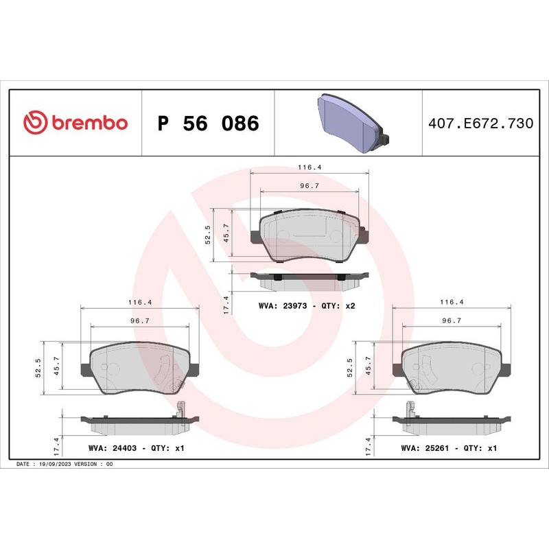 Снимка на Накладки BREMBO DIRECTIONAL BRAKE PADS P 61 050 за Peugeot 306 Saloon 2.0 S16 - 150 коня бензин
