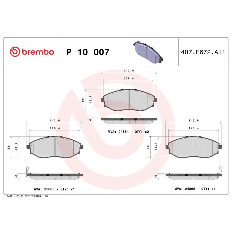 Снимка на Накладки BREMBO P 23 068 за Citroen Jumper Platform 230 2.8 HDi - 128 коня дизел