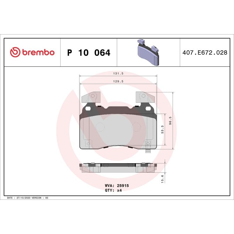 Снимка на Накладки BREMBO P 23 083 за Citroen Jumper Platform 230 2.8 HDi - 128 коня дизел