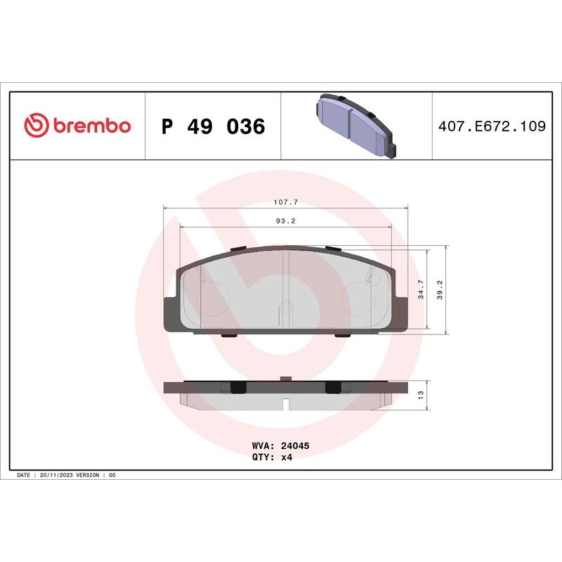 Снимка на Накладки BREMBO P 49 036 за Mazda Premacy (CP) 2.0 TD - 101 коня дизел