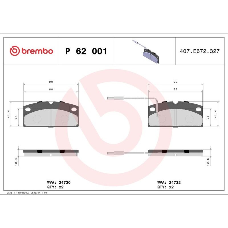 Снимка на Накладки BREMBO P 78 011 за Subaru Legacy 4 Wagon (B13) 3.0 R AWD (BPE) - 245 коня бензин