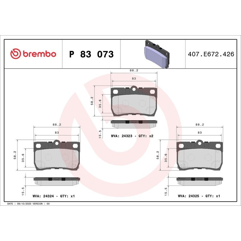 Снимка на Накладки BREMBO P 85 066 за Seat Ibiza 3 (6L) 1.4 TDI - 75 коня дизел
