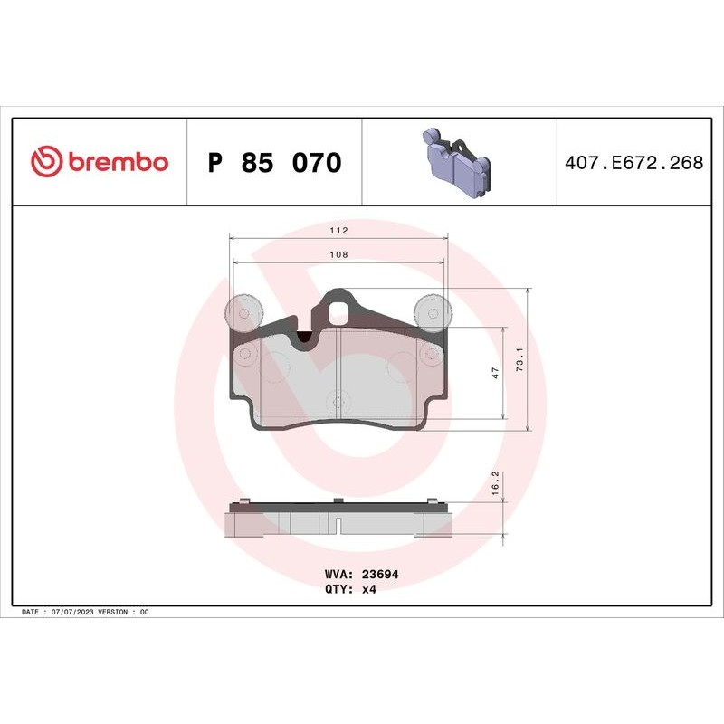 Снимка на Накладки BREMBO XTRA LINE P 85 075X за Audi A1 (8X1) 1.4 TFSI - 140 коня бензин