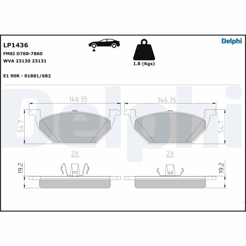 Снимка на Накладки DELPHI LP1436 за Seat Ibiza 3 (6L) 1.4 TDI - 80 коня дизел