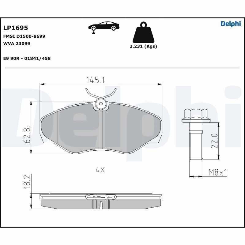 Снимка на Накладки DELPHI LP1718 за Subaru Impreza Wagon (GD,GG) 1.6 - 95 коня бензин