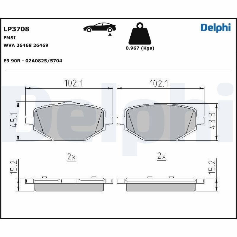 Снимка на Накладки DELPHI LP429 за Audi 90 Coupe (89, 8B) 2.0 - 113 коня бензин