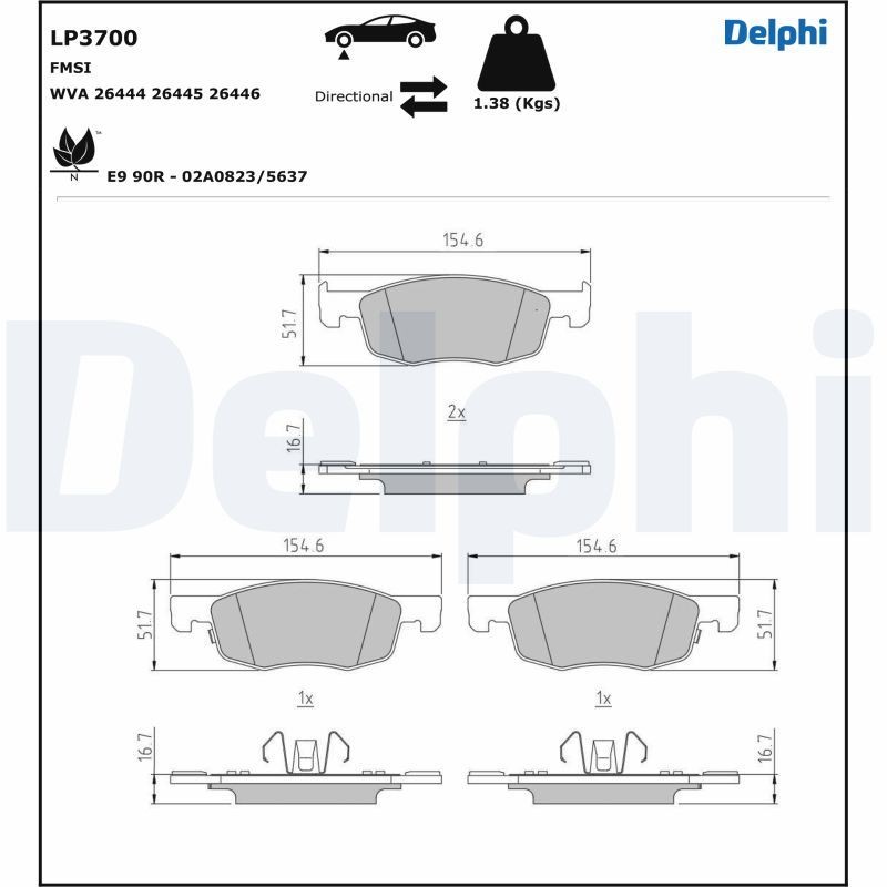 Снимка на Накладки DELPHI LP565 за Seat Ibiza 3 (6L) 1.9 SDI - 64 коня дизел