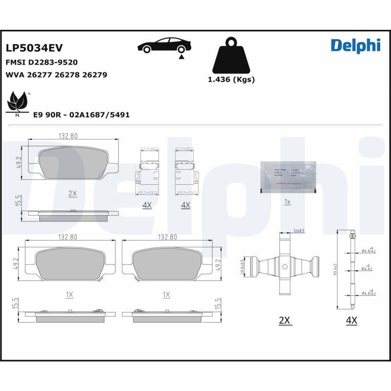 Снимка на Накладки DELPHI LP877 за Citroen Jumper BOX 230L 2.5 TD - 103 коня дизел
