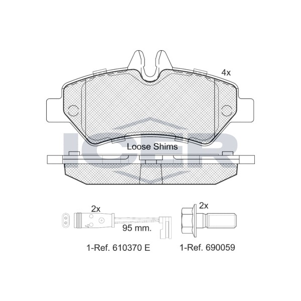 Снимка на Накладки ICER 141787 за Mercedes Sprinter 3.5-t Platform (906) 313 CDI (906.131, 906.133, 906.135, 906.231, 906.233,... - 129 коня дизел