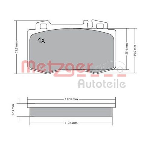 Снимка на Накладки METZGER 1170137 за Mercedes CLK Convertible (a209) CLK 350 (209.456) - 272 коня бензин