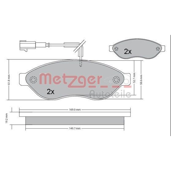 Снимка на Накладки METZGER 1170348 за Fiat Ducato BOX 250 120 Multijet 2,3 D 4x4 - 120 коня дизел