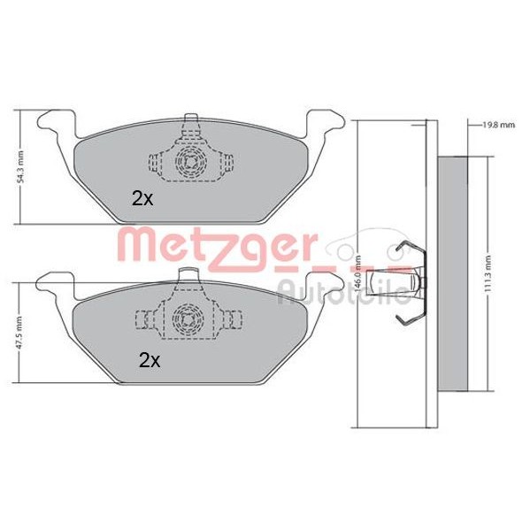 Снимка на Накладки METZGER GREENPARTS 1170027 за VW Jetta 4 (1J2) 1.9 SDI - 68 коня дизел