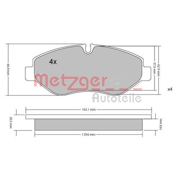 Снимка на Накладки METZGER GREENPARTS 1170040 за Mercedes Sprinter 3.5-t Platform (906) 313 CDI (906.131, 906.133, 906.135, 906.231, 906.233,... - 129 коня дизел