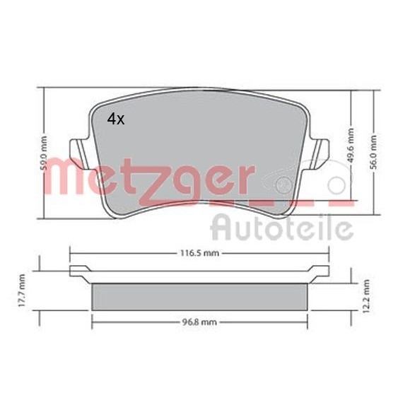 Снимка на Накладки METZGER GREENPARTS 1170113 за Audi A4 Allroad Avant (8KH, B8) 3.0 TDI quattro - 245 коня дизел