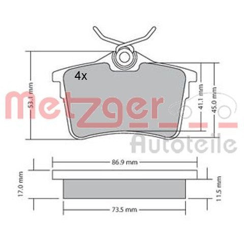 Снимка на Накладки METZGER GREENPARTS 1170139 за Peugeot Grand Raid Box 1.6 HDi - 111 коня дизел