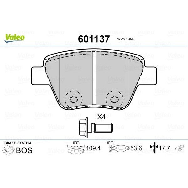 Снимка на Накладки VALEO 601137 за Audi A1 (8X1) 1.4 TFSI - 140 коня бензин