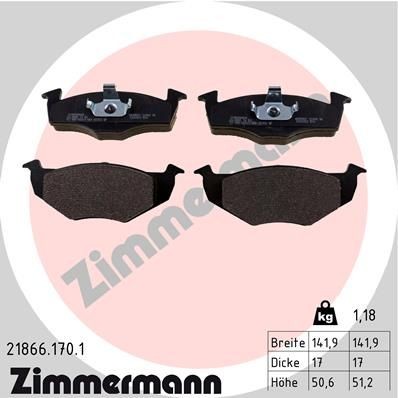 Снимка на Накладки ZIMMERMANN 21866.170.1 за Seat Ibiza 3 (6L) 1.2 - 64 коня бензин