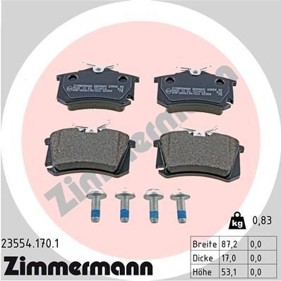 Снимка на Накладки ZIMMERMANN 23554.170.1 за Audi A1 (8X1) 1.2 TFSI - 86 коня бензин