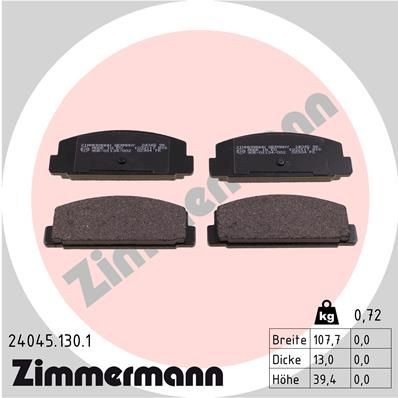 Снимка на Накладки ZIMMERMANN 24045.130.1 за Mazda 626 Hatchback (GF) 1.9 (GF8P) - 100 коня бензин