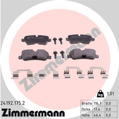Снимка на Накладки ZIMMERMANN 24192.175.2 за Range Rover 3 (LM) 4.4 D 4x4 - 313 коня дизел