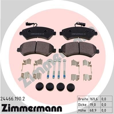 Снимка на Накладки ZIMMERMANN 24466.190.2 за Fiat Ducato BUS 250 150 Multijet 2,3 D - 148 коня дизел