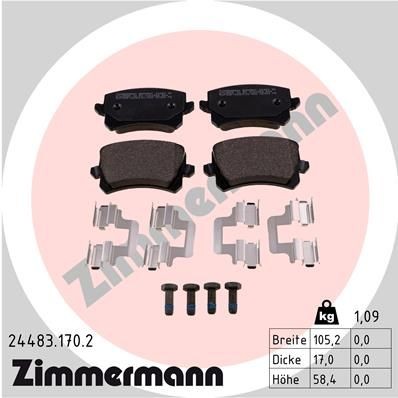 Снимка на Накладки ZIMMERMANN 24483.170.2 за VW Passat 7 Sedan (362) 2.0 TDI 4motion - 177 коня дизел