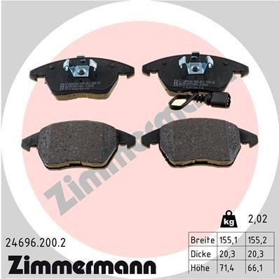 Снимка на Накладки ZIMMERMANN 24696.200.2 за Audi TT (8J3) 2.0 TFSI quattro - 200 коня бензин