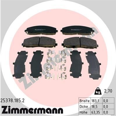 Снимка на Накладки ZIMMERMANN 25378.185.2 за Fiat Freemont JC 2.0 JTD - 136 коня дизел
